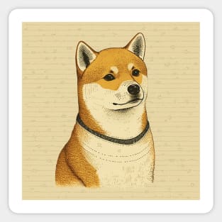 Shiba Inu Dog, Minimal Art Sticker